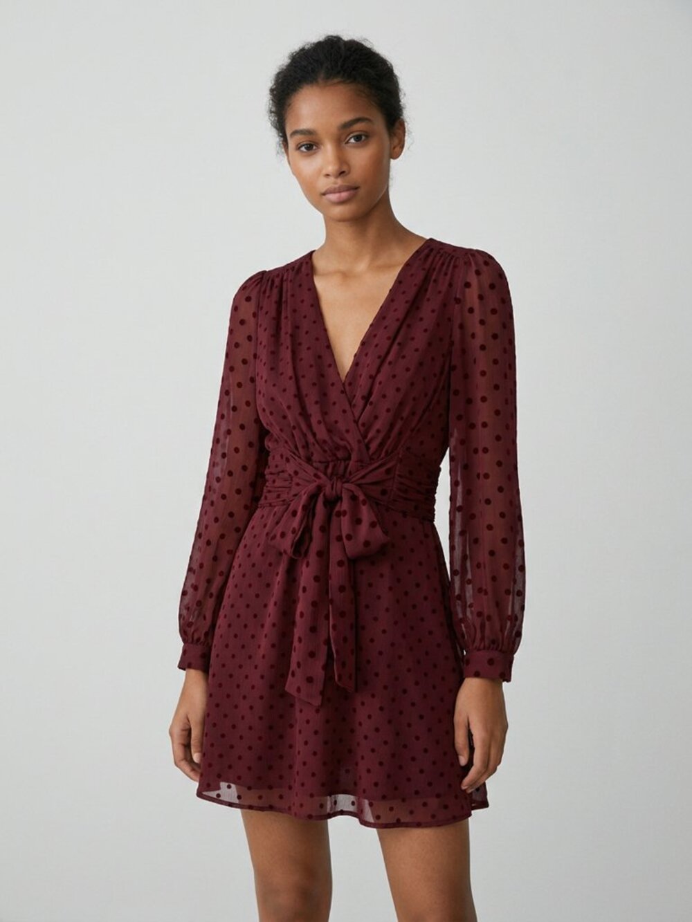 Zara long sleeve polka dot dress